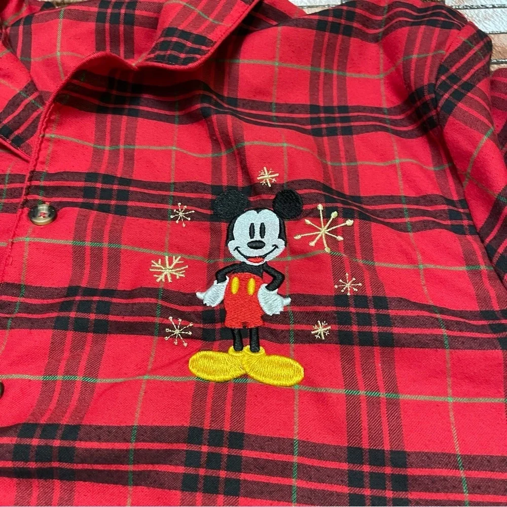 Disney Women’s Buffalo plaid Mickey Mouse pajama Top - Picture 7 of 7